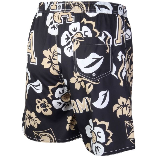 Wes & Willy Black Army Knights Short de bain à logo floral Volley pour homme