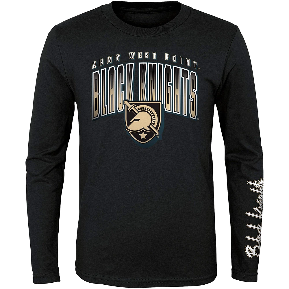 Pack combo de t-shirts à manches courtes et longues Black Knights l'armée noire/or pour enfants d'âge préscolaire