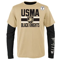 Pack combo de t-shirts à manches courtes et longues Black Knights l'armée noire/or pour enfants d'âge préscolaire