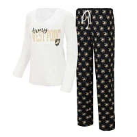 Women's Concepts Sport  White/Black Army Black Knights Long Sleeve V-Neck T-Shirt & Gauge Pants Sleep Set