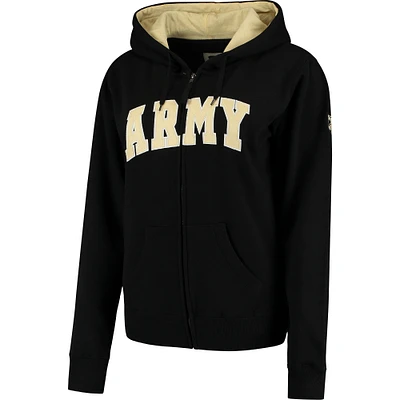 Sweat-shirt à fermeture éclair complète pour femme Stadium Athletic Black Army Knights avec nom arqué