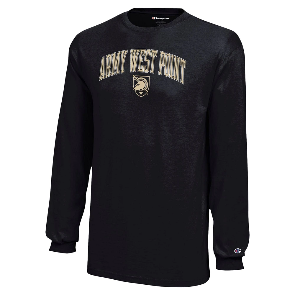 Youth Champion Black Army Knights Arch Over Logo Long Sleeve T-Shirt