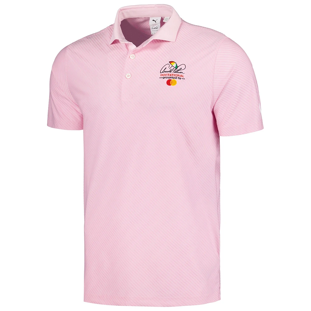 Men's Puma Pink Arnold Palmer Invitational Jacquard Stripe MATTR Polo