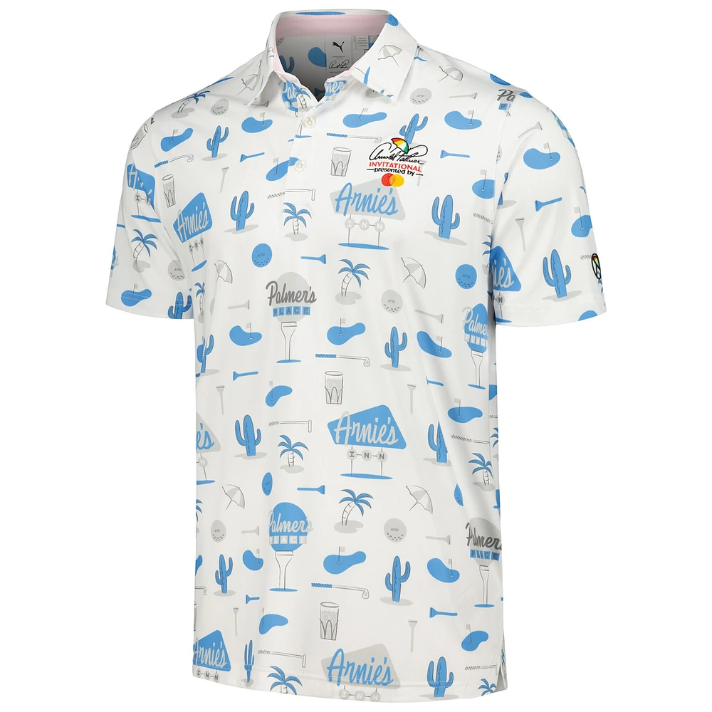 Men's Puma x Arnold Palmer Collection White Invitational Palmer's Place CLOUDSPUN Polo