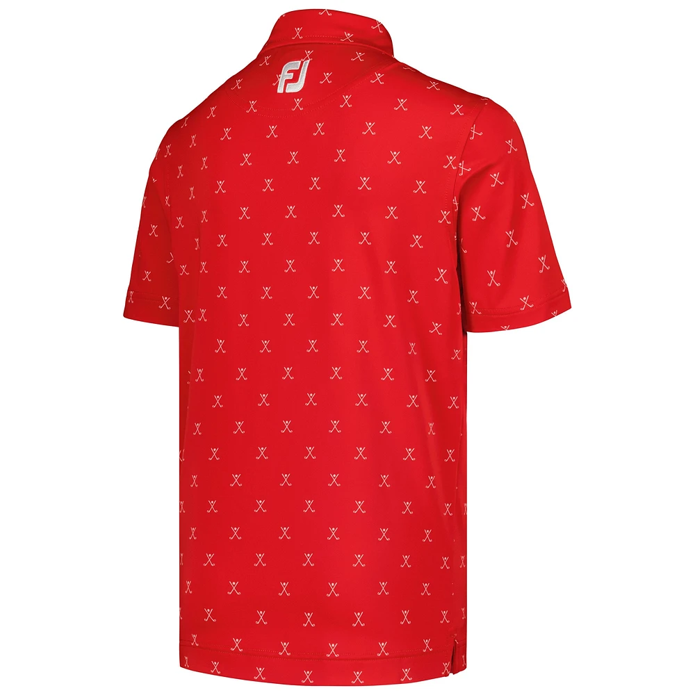 Youth FootJoy Red Arnold Palmer Invitational Golf Clubs Print Polo