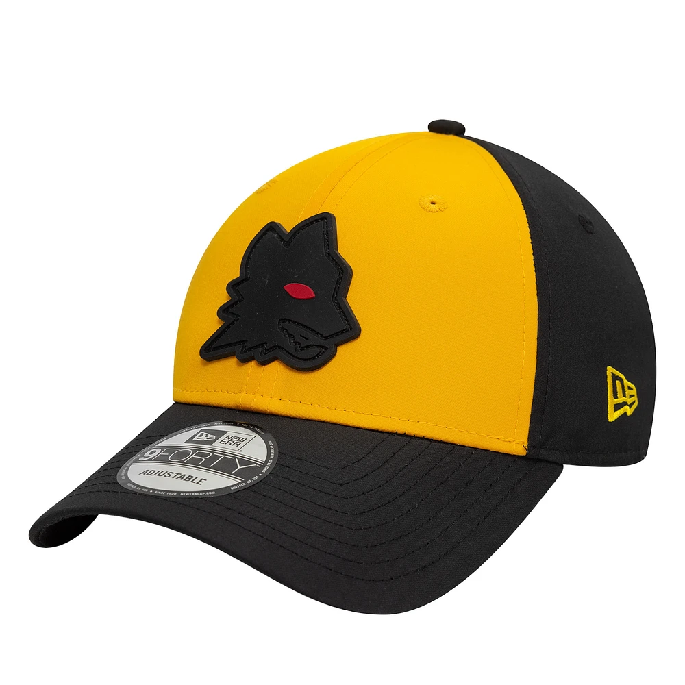 Men's New Era Gold/Black AS Roma Rubber Wolf Adjustable 9FORTY Hat