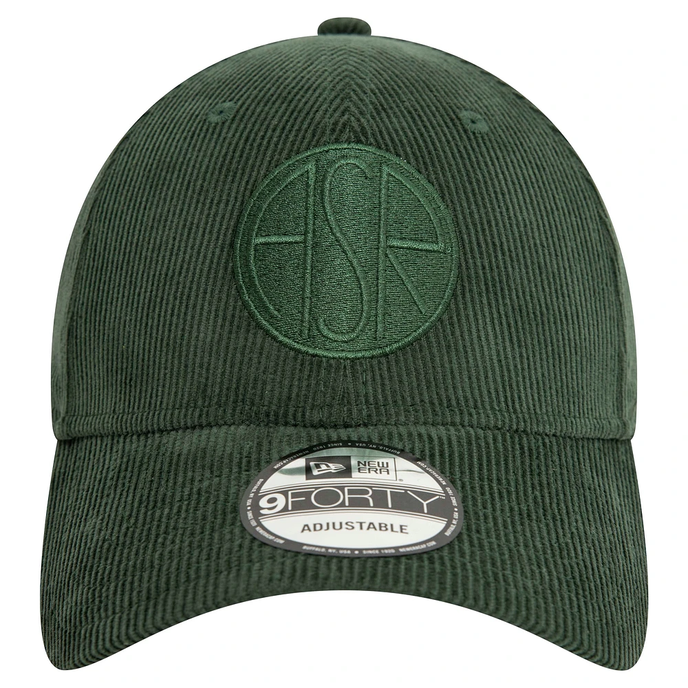 Casquette ajustable 9FORTY ton sur ton en velours côtelé vert AS Roma New Era pour hommes