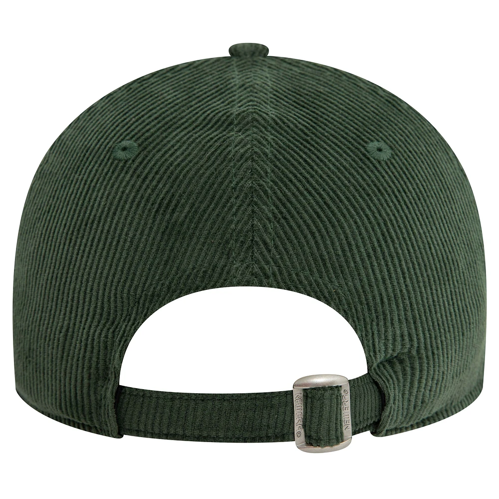 Casquette ajustable 9FORTY ton sur ton en velours côtelé vert AS Roma New Era pour hommes