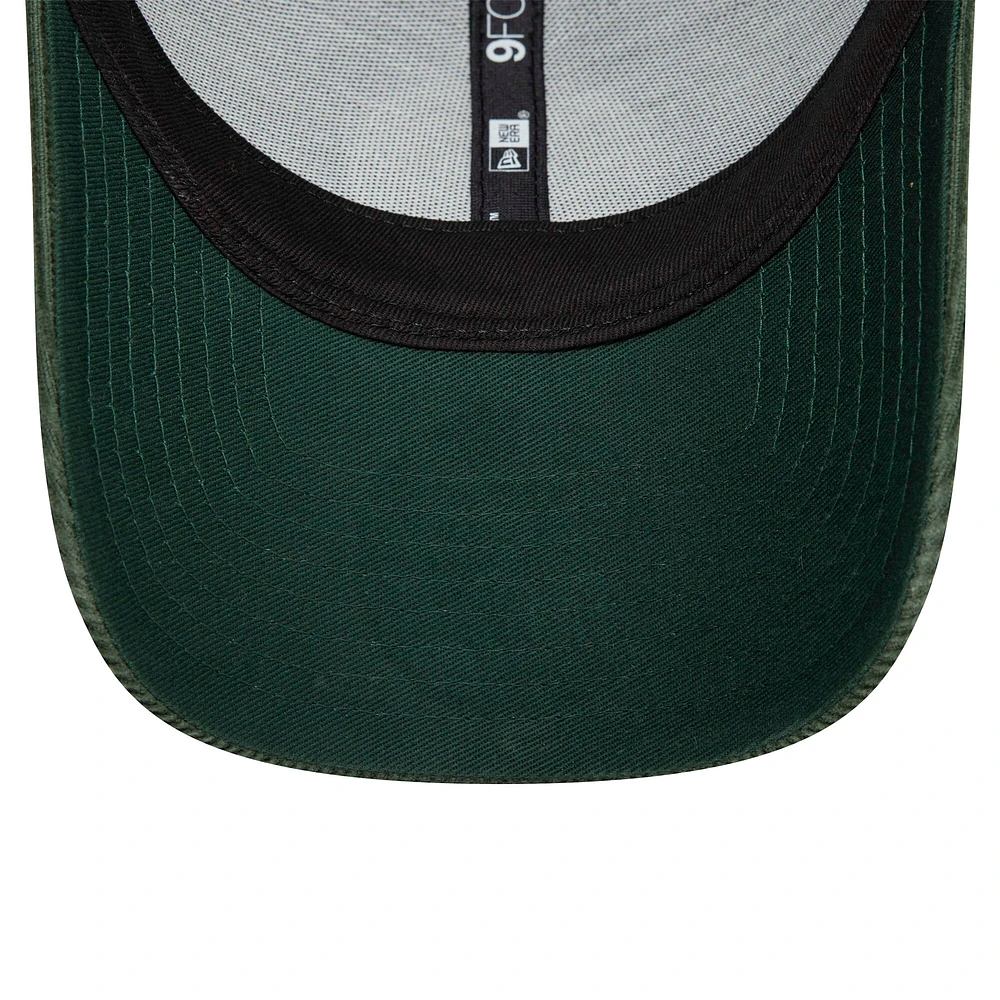 Casquette ajustable 9FORTY ton sur ton en velours côtelé vert AS Roma New Era pour hommes