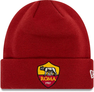 Bonnet en tricot à revers AS Roma Core New Era rouge pour homme