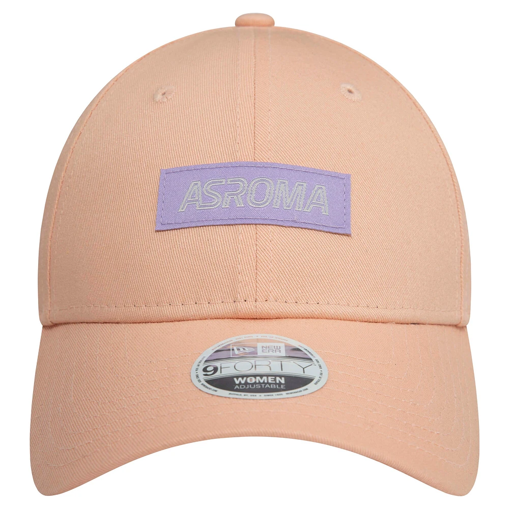 Women's New Era Pink AS Roma Wordmark 9FORTY Adjustable Hat