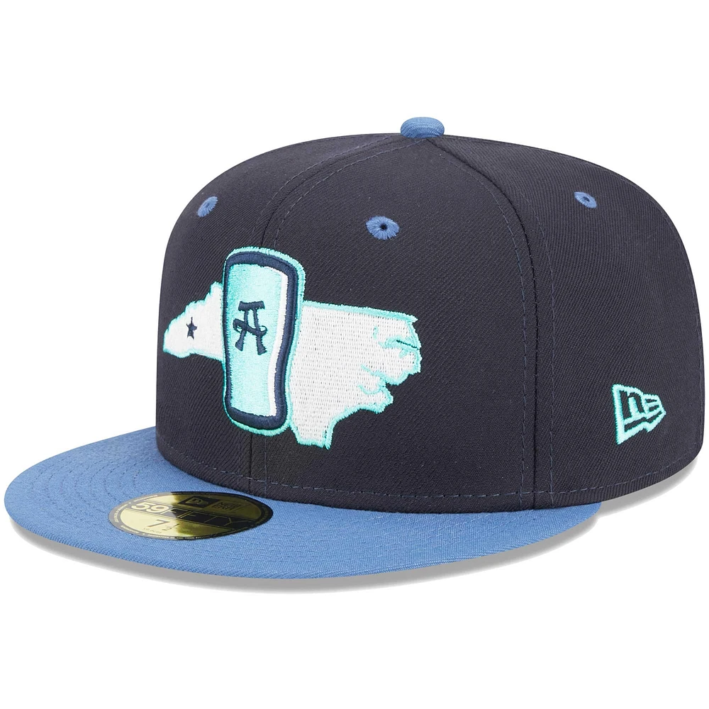 Casquette ajustée 59FIFTY New Era pour homme bleu marine Asheville Tourists Theme Nights Beer City