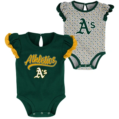 Girls Newborn Green/Heathered Gray Athletics Scream & Shout Two-Pack Bodysuit Set