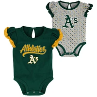 Girls Newborn Green/Heathered Gray Athletics Scream & Shout Two-Pack Bodysuit Set