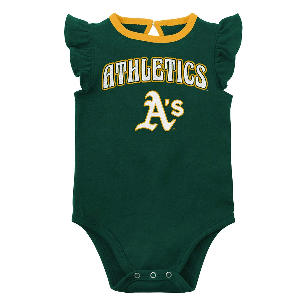 Infant Green/Heather Gray Athletics Little Fan Two-Pack Bodysuit Set