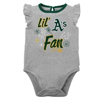 Infant Green/Heather Gray Athletics Little Fan Two-Pack Bodysuit Set