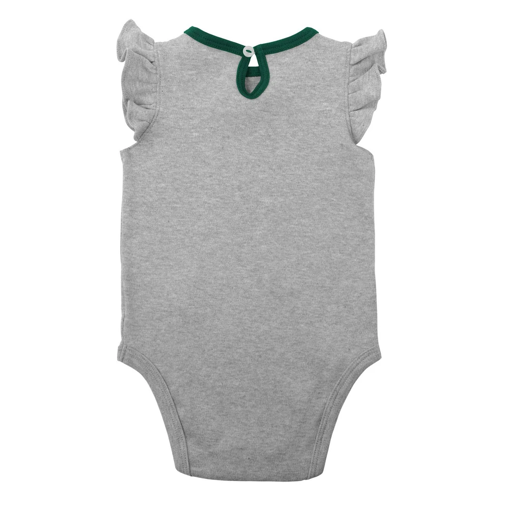 Infant Green/Heather Gray Athletics Little Fan Two-Pack Bodysuit Set