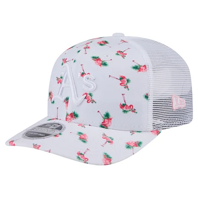 Casquette extensible à bouton-pression New Era Athletics blanche Flamingo 9SEVENTY pour homme