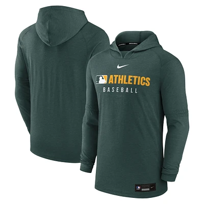 Men's Nike  Heather Green Athletics Authentic Collection Tri-Blend Performance Pullover Hoodie