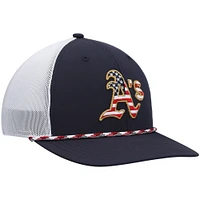 Men's '47 Navy/White Athletics Flag Fill Trucker Snapback Hat