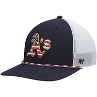 Men's '47 Navy/White Athletics Flag Fill Trucker Snapback Hat