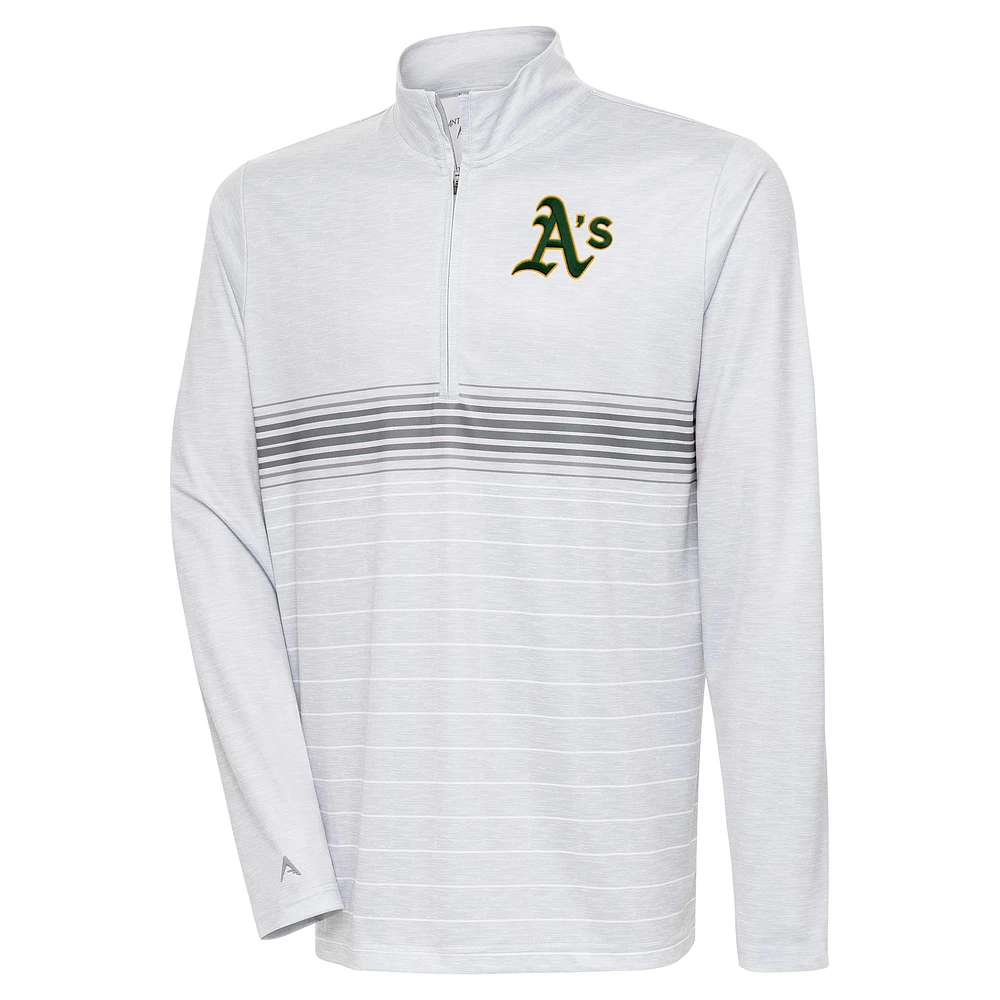 Men's Antigua Heather Gray/Steel Athletics Bullseye Quarter-Zip Pullover Top