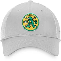 Men's Fanatics Gray Athletics Cooperstown Collection Core Trucker Snapback Hat