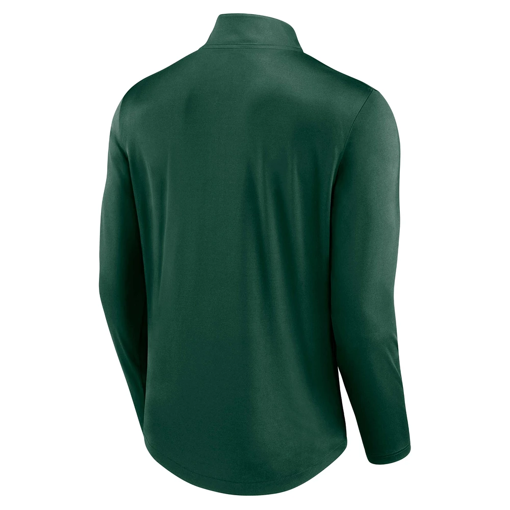 Men's Fanatics Green Athletics Tough Minded Lightweight Quarter-Zip Pullover
