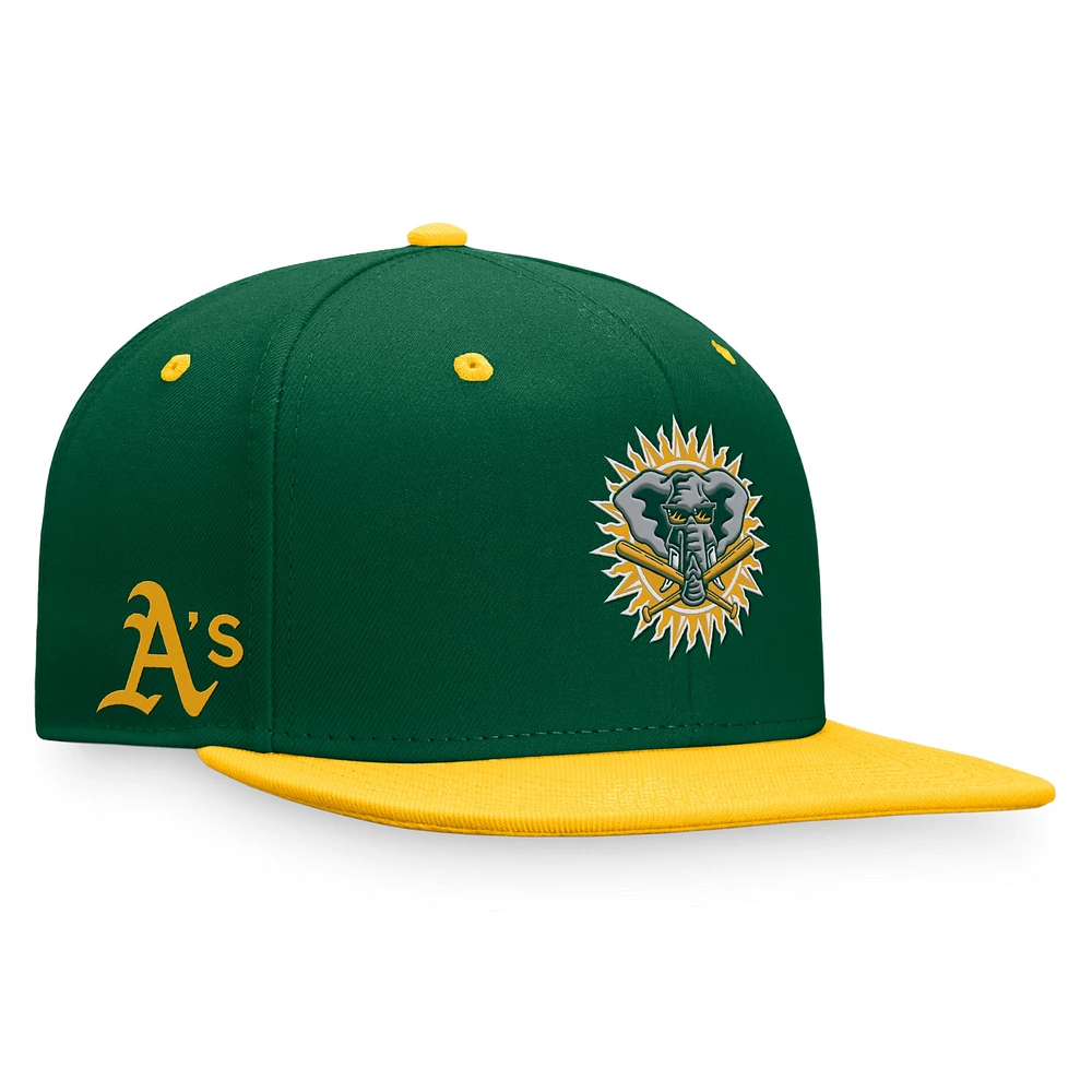 Casquette bicolore ajustée pour homme Fanatics Kelly Green/Gold Athletics Cooperstown Collection