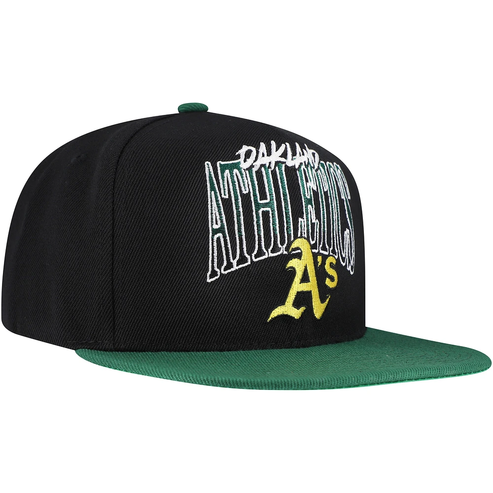 Men's Mitchell & Ness Black Oakland Athletics Rise Up Snapback Hat