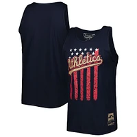 Men's Mitchell & Ness Navy Athletics Cooperstown Collection Stars and Stripes Tank Top