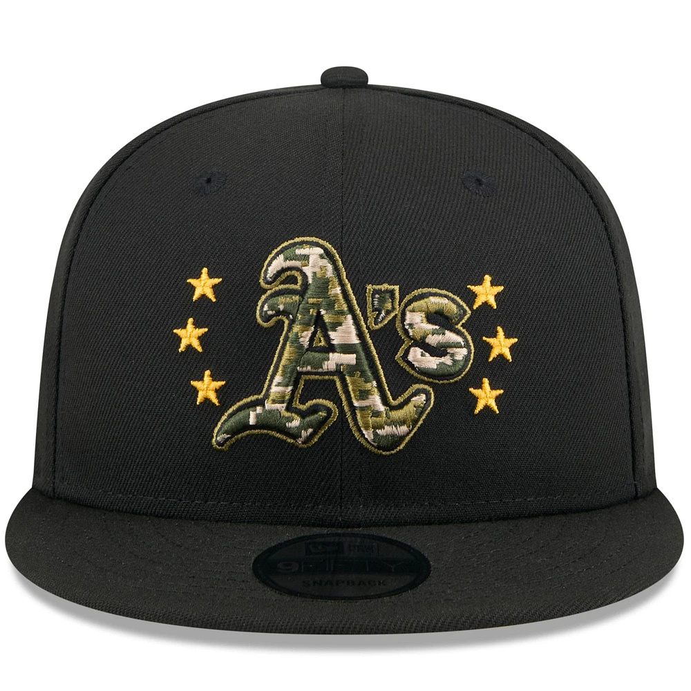 Men's New Era Black Athletics 2024 Armed Forces Day 9FIFTY Snapback Hat