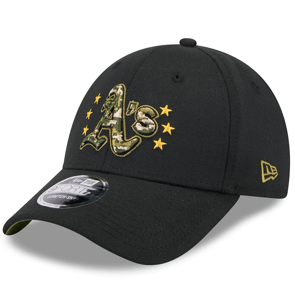 Men's New Era Black Athletics 2024 Armed Forces Day 9FORTY Adjustable Hat