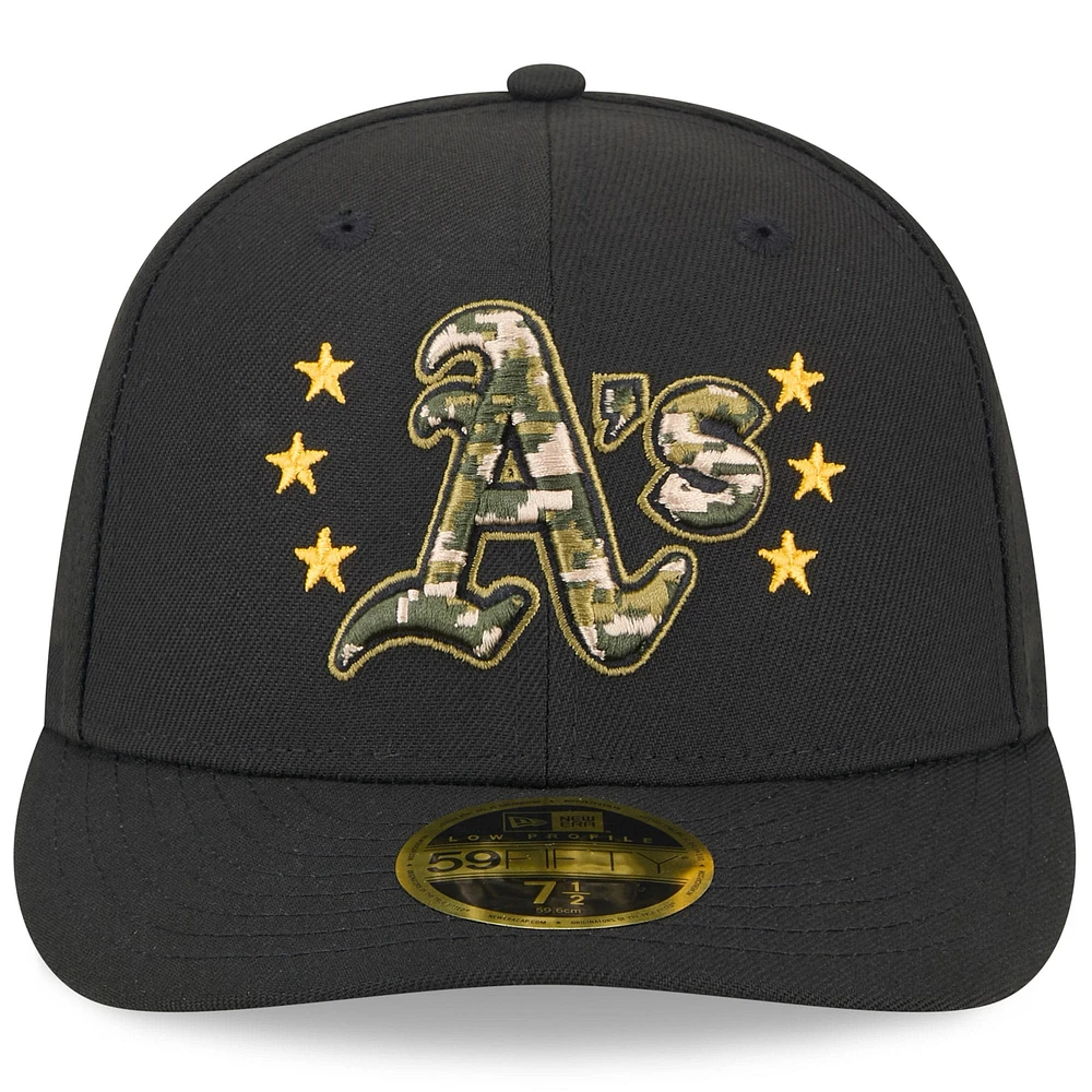 Men's New Era Black Athletics 2024 Armed Forces Day Low Profile 59FIFTY Fitted Hat