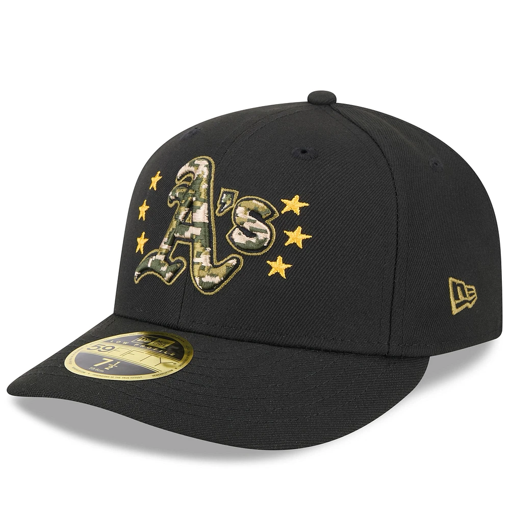 Men's New Era Black Athletics 2024 Armed Forces Day Low Profile 59FIFTY Fitted Hat