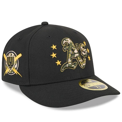 Men's New Era Black Athletics 2024 Armed Forces Day Low Profile 59FIFTY Fitted Hat