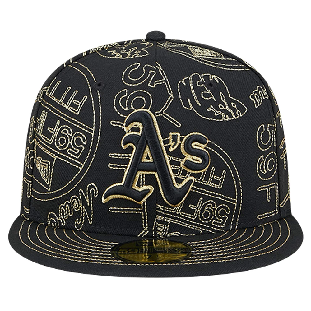 Casquette ajustée Athletics 59FIFTY Day Allover de New Era pour homme, noire