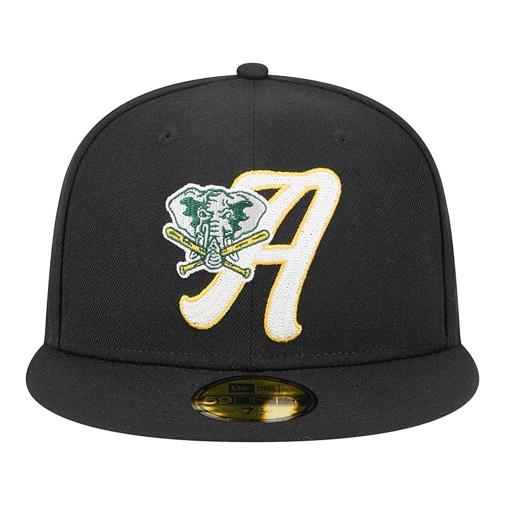 Men's New Era Black Athletics Duo Logo 2.0 59FIFTY Fitted Hat