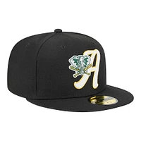 Men's New Era Black Athletics Duo Logo 2.0 59FIFTY Fitted Hat
