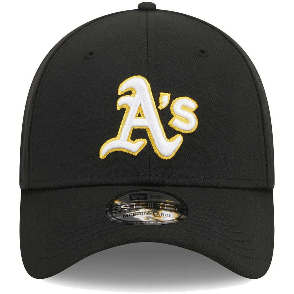 Men's New Era Black Athletics Logo 39THIRTY Flex Hat