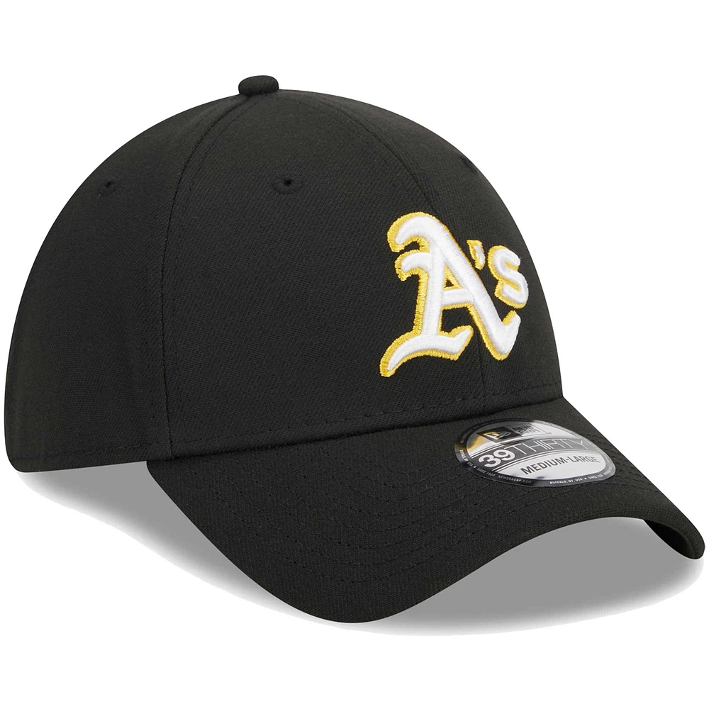 Men's New Era Black Athletics Logo 39THIRTY Flex Hat
