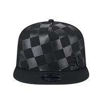 Men's New Era Black Athletics Score Check A-Frame Trucker 9FIFTY Snapback Hat