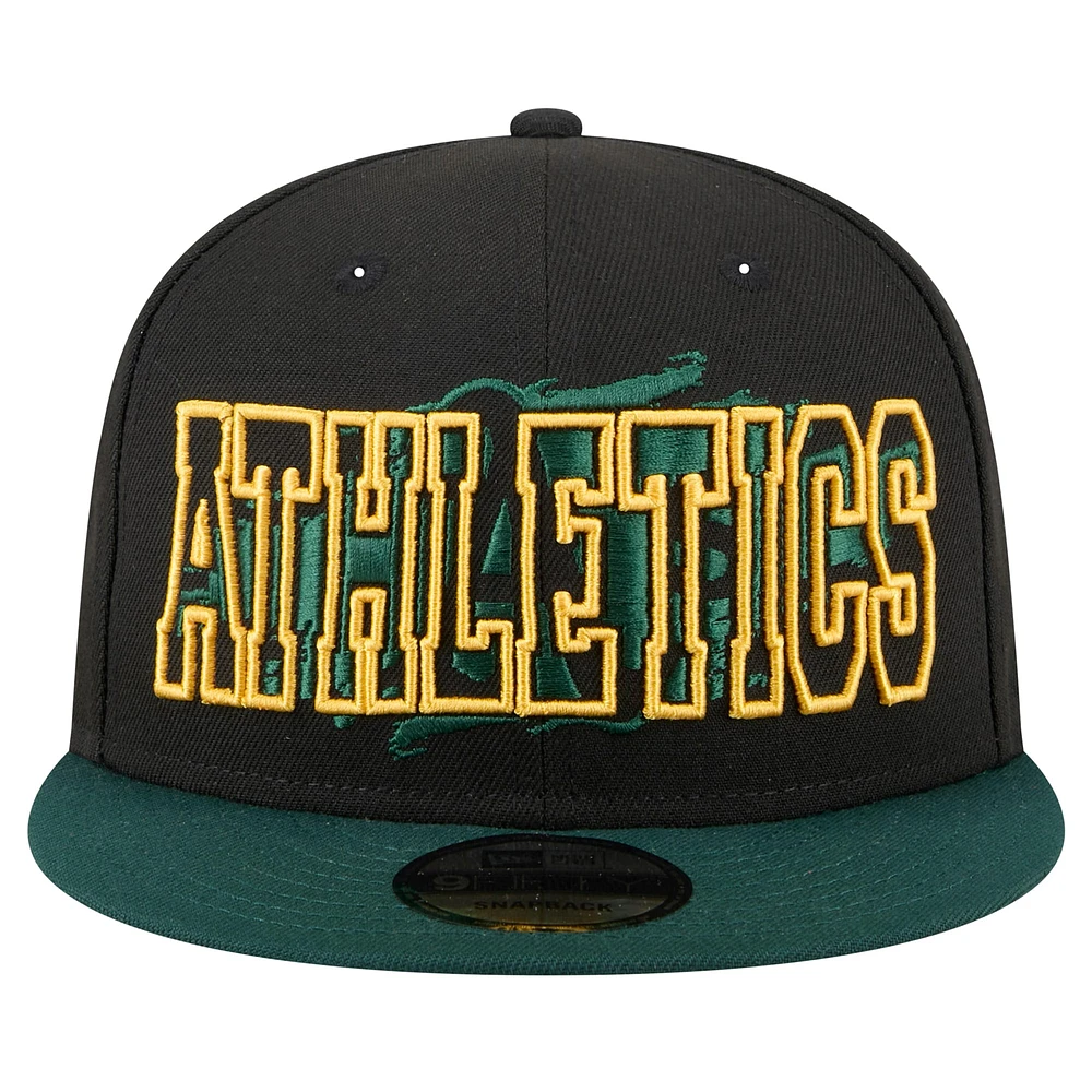 Men's New Era Black Athletics Splatter 9FIFTY Snapback Hat