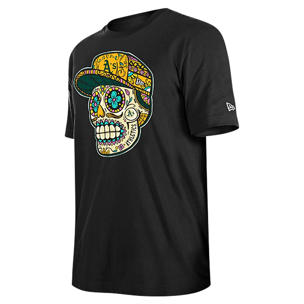Men's New Era Black Athletics Sugar Skulls T-Shirt