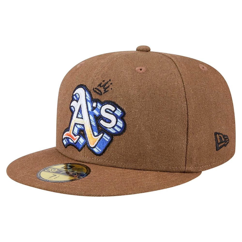 Casquette ajustée 59FIFTY avec logo Athletics marron New Era pour homme