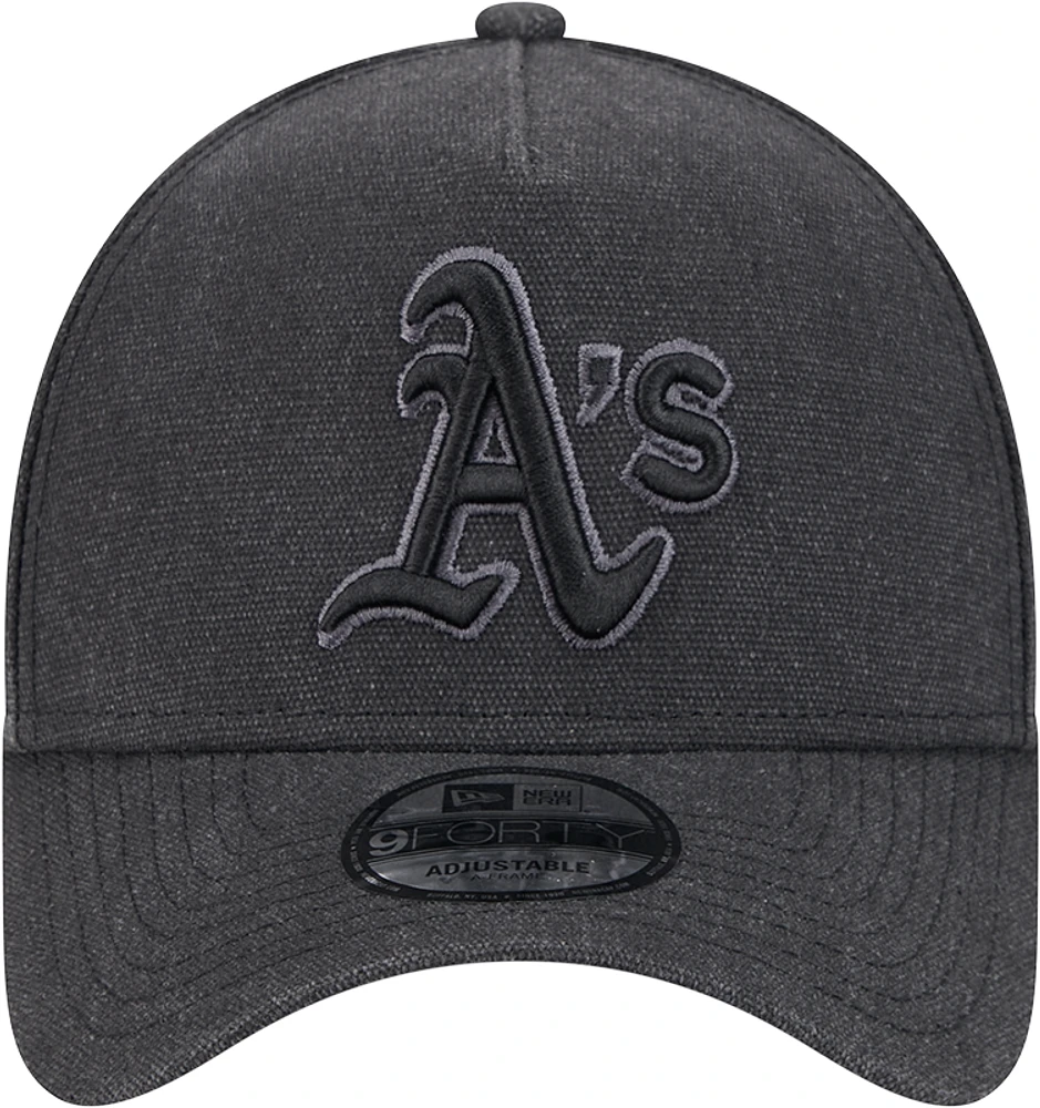 Men's New Era Charcoal Athletics Logo Essentials 9FORTY A-Frame Adjustable Hat