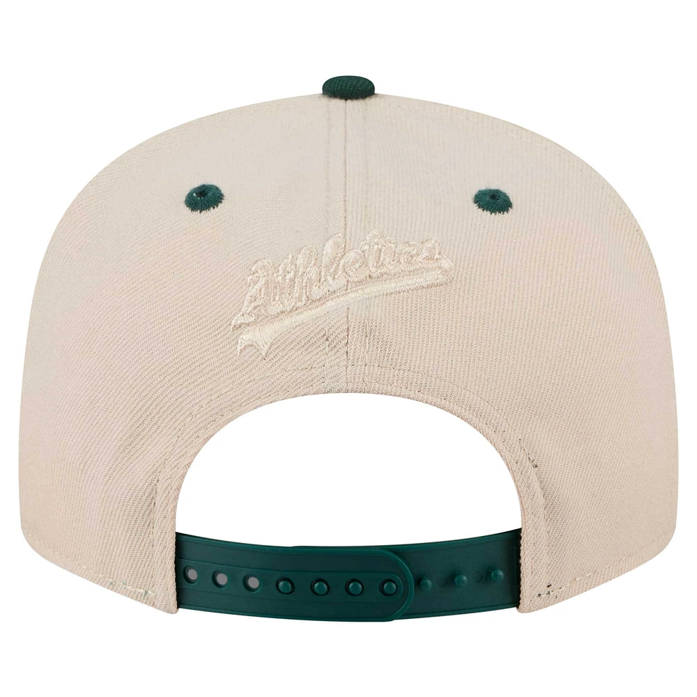 Men's New Era Cream/Green Athletics Team Art 9FIFTY Snapback Hat