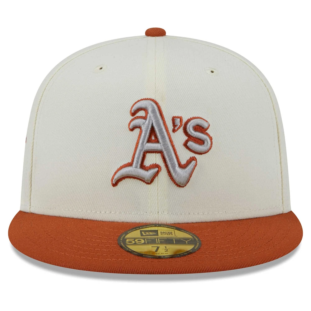 Men's New Era Cream/Orange Athletics 59FIFTY Fitted Hat