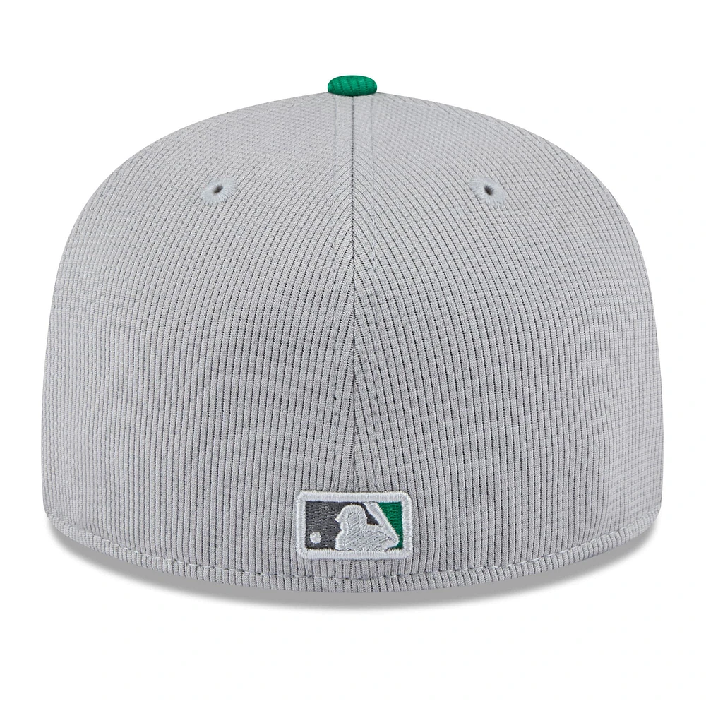 Men's New Era  Gray/Green Athletics 2025 Batting Practice 59FIFTY Fitted Hat