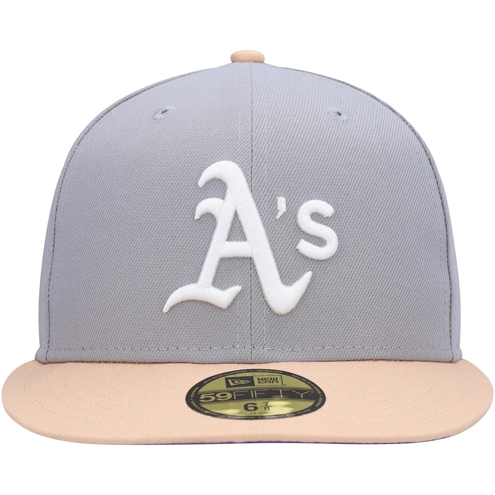 Men's New Era Gray/Peach Athletics 1987 MLB All-Star Game Purple Undervisor 59FIFTY Fitted Hat